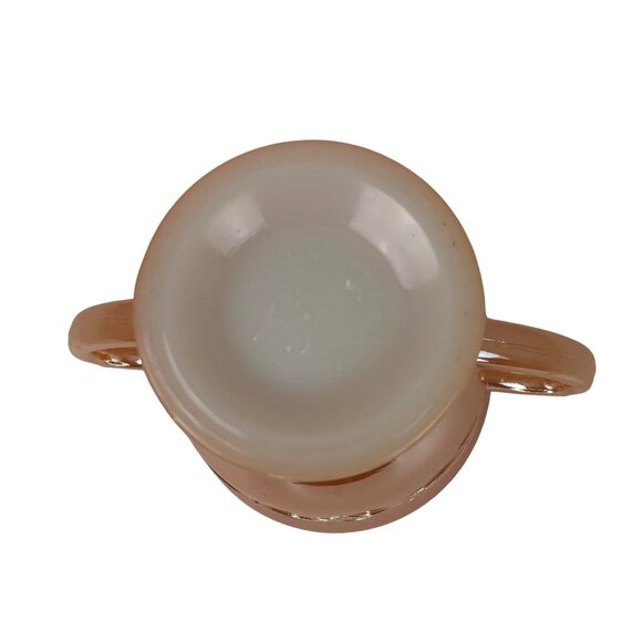 Fire King Footed Open Sugar Peach Lustre Laurel by Anchor Hocking 3-1/4" - Picture 6 of 9